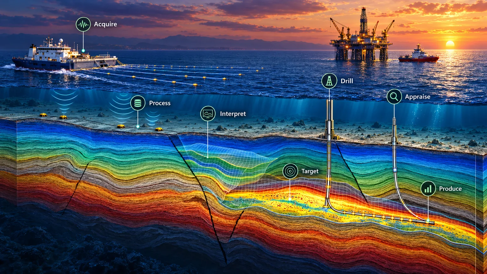 3D seismic and offshore discovery environment