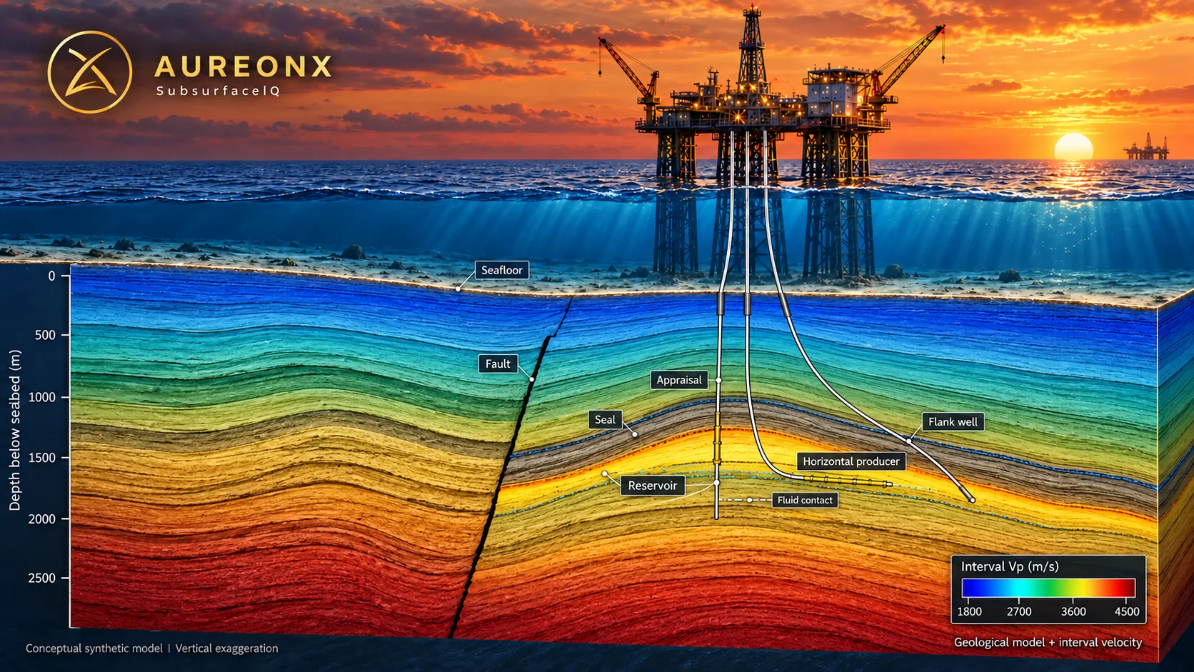 Scientific subsurface visualisation illustrating evidence-led interpretation and decision science